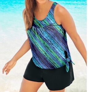 New 2PC Blouson & Swim Shorts Set
Plus Size 32 5X Swimsuits For All Woman Within